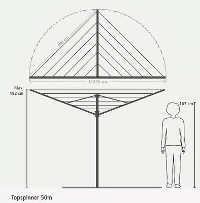 Tendedero Rotary Topspinner 4 Brazos 50 Metros Antracita