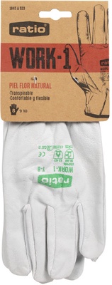 Guante Piel Flor Vacuno Blanco Work 1