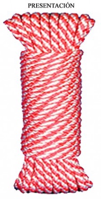 Cuerda Polipropileno / Helicoidal 5mm 25 metros Rojo/blanco