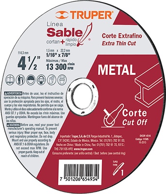 Disco Corte Extrafino Metal 115mmx1.2mm