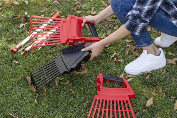 Rastrillo de Jardin 3 en 1 Desmontable 174 cm - Recoge Hojas Ajustable