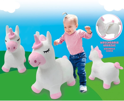 Correpasillos Unicornio Saltarin Peluche con Bomba
