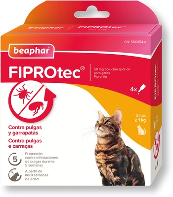 Beaphar FIPROtec Pipeta Antiparasitaria Gatos 4x0,5ml