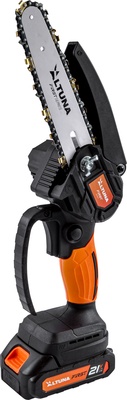 Motosierra de poda Altuna AF150 21 V 150 mm + 2 bater�as 2 Ah, 2 cadenas, cargador y malet�n