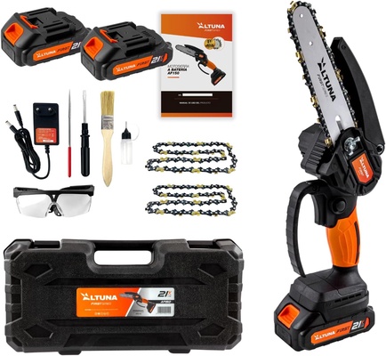 Motosierra de poda Altuna AF150 21 V 150 mm + 2 bater�as 2 Ah, 2 cadenas, cargador y malet�n