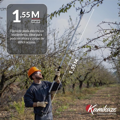 Tijera de Poda con P�rtiga Kamikaze KV150: 155cm, Corte �38mm + 2 Bater�as Litio