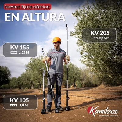 Tijera de Poda con P�rtiga Kamikaze KV150: 155cm, Corte �38mm + 2 Bater�as Litio