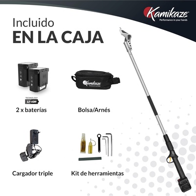 Tijera de Poda El�ctrica Kamikaze KV215: P�rtiga 215cm, Corte �40mm + 2 Bater�as Litio