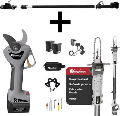 Pack Profesional Poda Motosierra Pertiga extensible KVS7000P + Tijera kv390 + Pertiga 390 2 baterias