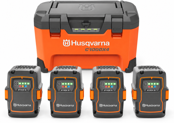 Pack multicargador Husqvarna 40-C1000X4 + 4 baterías 40-B140X 36 V 4 Ah Pack multicargador Husqvarna 40-C1000X4 + 4 baterías 40-B140X 36 V 4 Ah