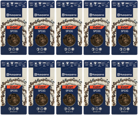 Pack 10 cadenas motosierra Husqvarna X-CUT SP33G 72 eslabones .325 1,3 mm Pack 10 cadenas motosierra Husqvarna X-CUT SP33G 72 eslabones .325 1,3 mm