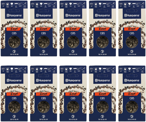 Pack 10 cadenas de motosierra Husqvarna X-CUT C85 68 eslabones · 3/8 · 1,5 mm Pack 10 cadenas de motosierra Husqvarna X-CUT C85 68 eslabones · 3/8 · 1,5 mm